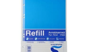 Ανταλλακτικά φύλλα ριγέ για ντοσιέ Refill Skag & Paper 17x25 50φ.