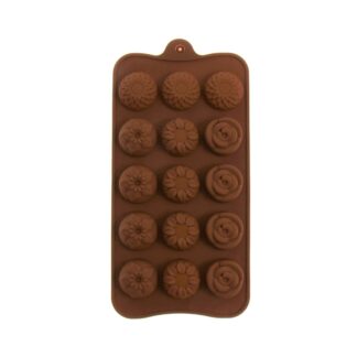 Φόρμα σιλικόνης σοκολατάκια-λουλούδια 15 θέσεων (65013)