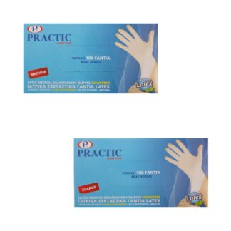 Γάντια μίας χρήσης latex Practic Super Plus μη αποστειρωμένα ελαφρά πουδραρισμένα κουτί 100 τεμ.