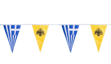 Γιρλάντα σημαιοστολισμού Εκκλησίας/Εθνικών Εορτών με 8 ελληνικά & 7 βυζαντινά σημαίακια 7,9μ.