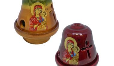 Καντήλι πήλινο κωνικό μικρό Παναγία 1 τεμ. (17302)