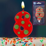 Κεριά γενεθλίων αριθμοί πουά-ριγέ Αλιπράντης 1 τεμ. - Image 18