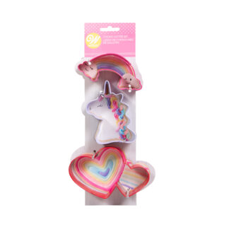 Κουπάτ μεταλλικό Wilton ουράνιο τόξο-μονόκερος-καρδιές σετ 3 τεμ. (018.80.020)