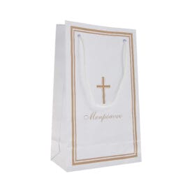 Τσαντάκι μνημοσύνου με κορδόνι λευκό 10 τεμ. - Image 2