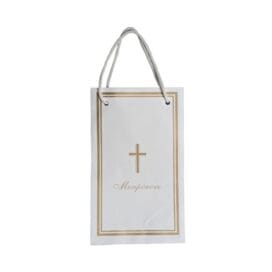 Τσαντάκι μνημοσύνου με κορδόνι λευκό 10 τεμ. - Image 3