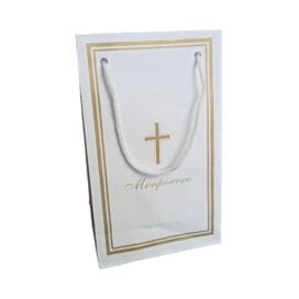 Τσαντάκι μνημοσύνου με κορδόνι λευκό 10 τεμ. - Image 4