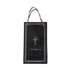 Τσαντάκι μνημοσύνου με κορδόνι μαύρο-μπλε 10 τεμ. - Image 3