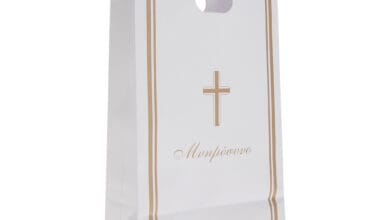 Τσαντάκι μνημοσύνου με χούφτα λευκό 10 τεμ.