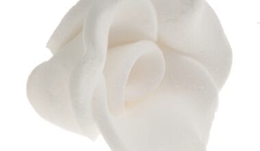 Ζαχαρωτό διακοσμητικό για δίσκους μνημοσύνου τριανταφυλλάκι Γ' λευκό 1 τεμ.