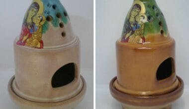 Καντήλι πήλινο κωνικό με άνοιγμα μεσαίο Παναγία 1 τεμ. (17902)