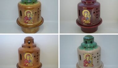 Καντήλι πήλινο κυλινδρικό μεσαίο Παναγία 1 τεμ. (8202)