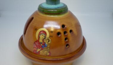 Καντήλι πήλινο σφαιρικό καφέ μεσαίο Παναγία 1 τεμ. (18402ΔΧ)