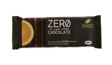 Σοκολάτα Zero No Sugar Added με στέβια bitter πορτοκάλι 32 γρ.