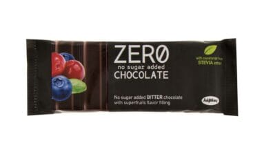 Σοκολάτα Zero No Sugar Added με στέβια bitter super fruits 32 γρ.
