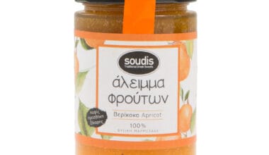 Άλειμμα φρούτων Soudis βερίκοκο χωρίς ζάχαρη 230 γρ.