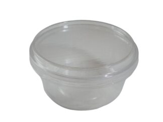 Σετ μπολάκια στρογγυλά πλαστικά, διάφανα με καπάκι πλαστικό, διάφανο
