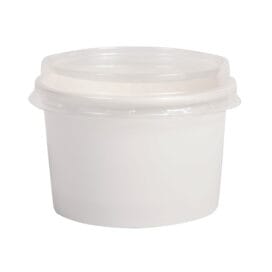 Σετ μπολάκια στρογγυλά χάρτινα λευκά με καπάκι πλαστικό διάφανο 230ml 50 τεμ.