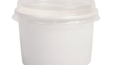 Σετ μπολάκια στρογγυλά χάρτινα λευκά με καπάκι πλαστικό διάφανο 230ml 50 τεμ.