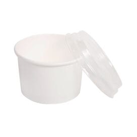 Σετ μπολάκια στρογγυλά χάρτινα λευκά με καπάκι πλαστικό διάφανο 230ml 50 τεμ. - Image 2