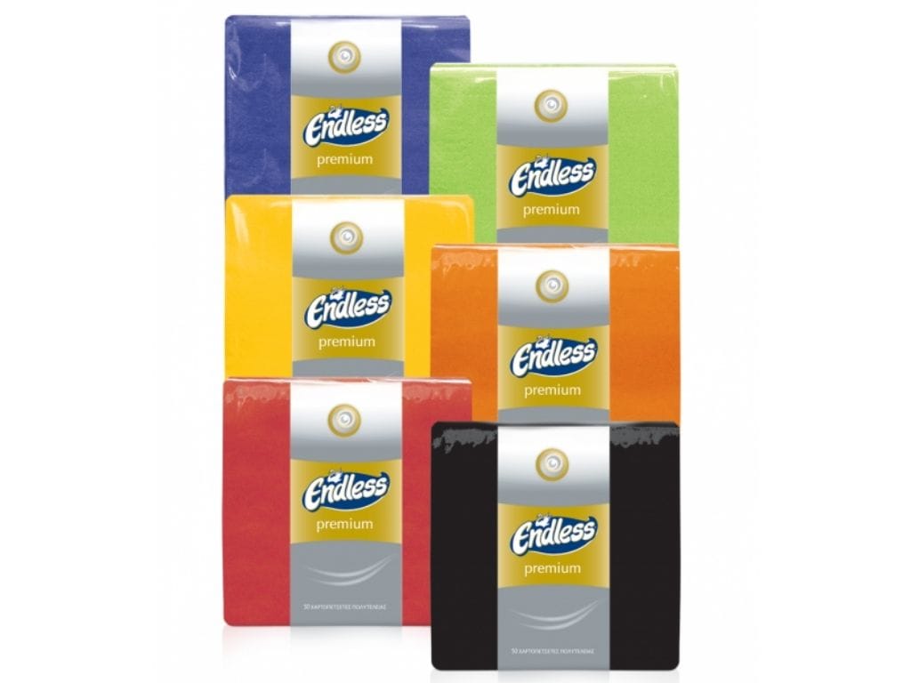 xartopetsetes-xromatistes-endless-premium-50fylla-1 Χαρτοπετσέτες χρωματιστές Endless Premium 50 φύλλα - Image 1