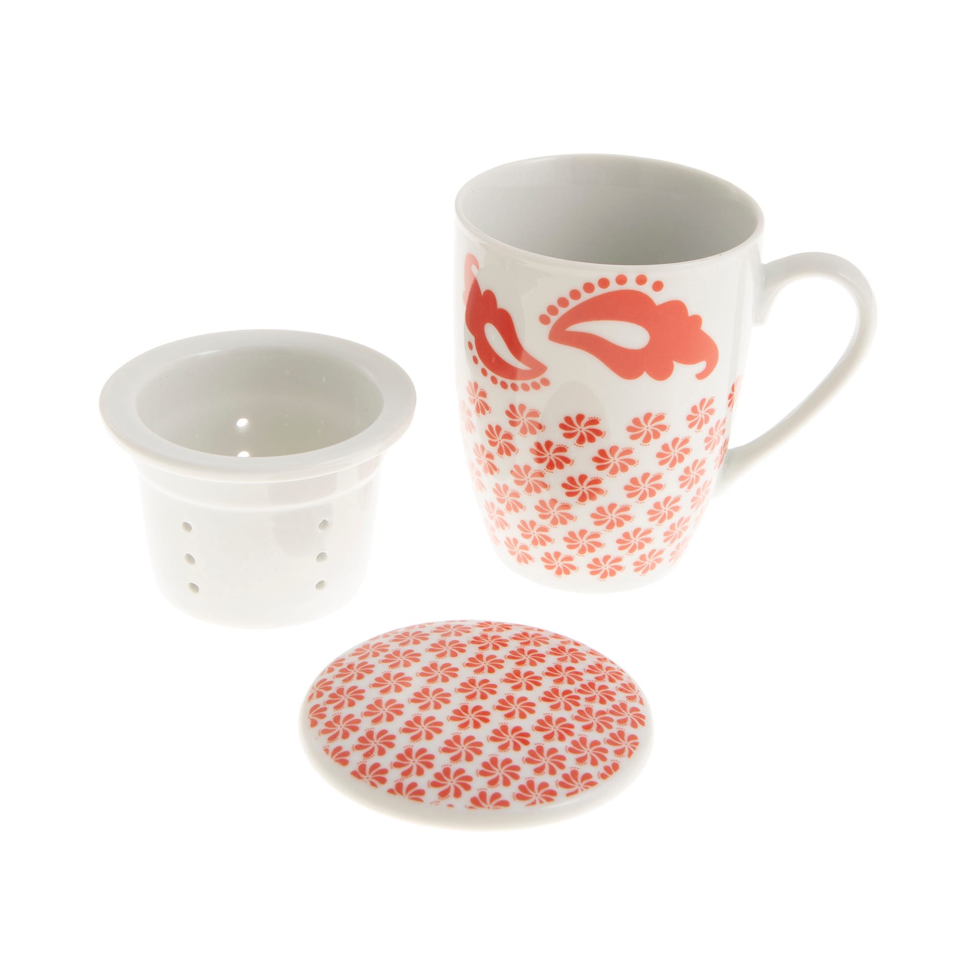 Κούπα τσαγιού πορσελάνινη με φίλτρο και καπάκι κόκκινη μάσκα (ET-4076) 1 τεμ. - Image 2