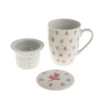 Κούπα τσαγιού πορσελάνινη με φίλτρο και καπάκι ροζ τουλίπες (ET-4071) 1 τεμ. - Image 2