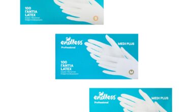 Γάντια μίας χρήσης latex Endless Professional Medi Plus μη αποστειρωμένα ελαφρά πουδραρισμένα κουτί 100 τεμ.