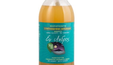 Χειροποίητη συμπυκνωμένη λεμονάδα με τζίντζερ "Εύ Άνδρος" χωρίς ζάχαρη 500ml