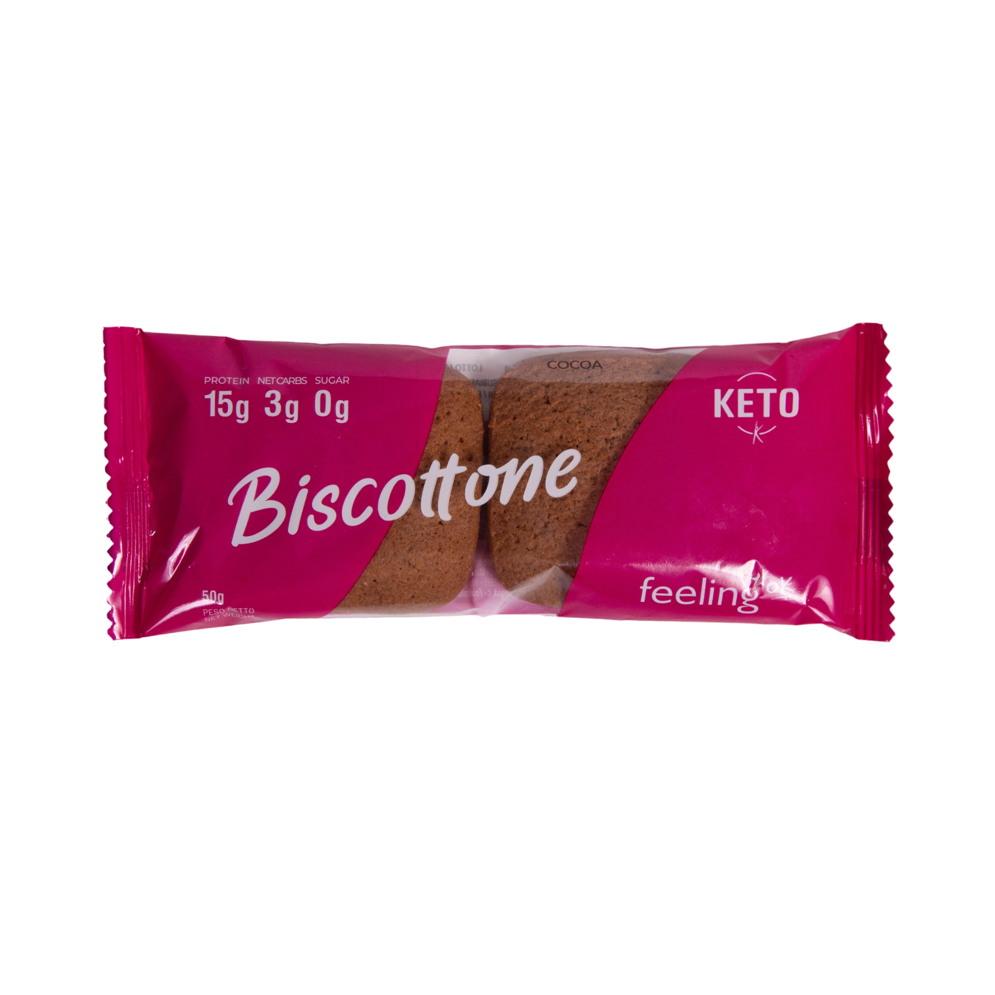 TU4A4399 Μπισκότα πρωτεϊνικά, με κακάο & χαμηλούς υδατάνθρακες Feeling OK 2x25 γρ. - Image 1