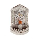 Εικόνισμα ρεύματος με λάμπα Παναγία-Ιησούς ασημένιο μικρό (12x9x18εκ.) 1 τεμ.