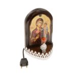 Εικόνισμα ρεύματος με λάμπα Παναγία-Ιησούς ξύλινο μικρό (12x9x18εκ.) 1 τεμ. - Image 2