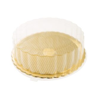 Δίσκος πλαστικός με πλαστικό καπάκι στρογγυλός για κέικ/βασιλόπιτες 1 τεμ.