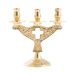 Κηροπήγιο για κεριά εκκλησίας τριπλό χρυσό (4040Β) 1 τεμ.