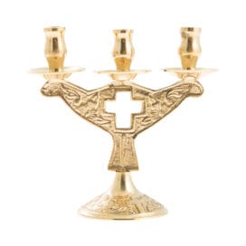 Κηροπήγιο για κεριά εκκλησίας τριπλό χρυσό (4040Β) 1 τεμ.