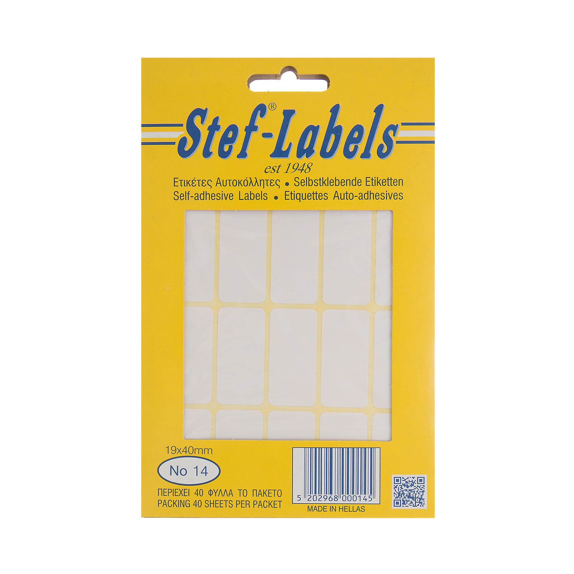 aytokollhtes-etiketes-stef-labels-no-14-20-or8ogonies-19x40mm-40fylla-1 Αυτοκόλλητες ετικέτες Stef-Labels No. 14 20-ορθογώνιες 19x40mm 40 φύλλα - Image 1