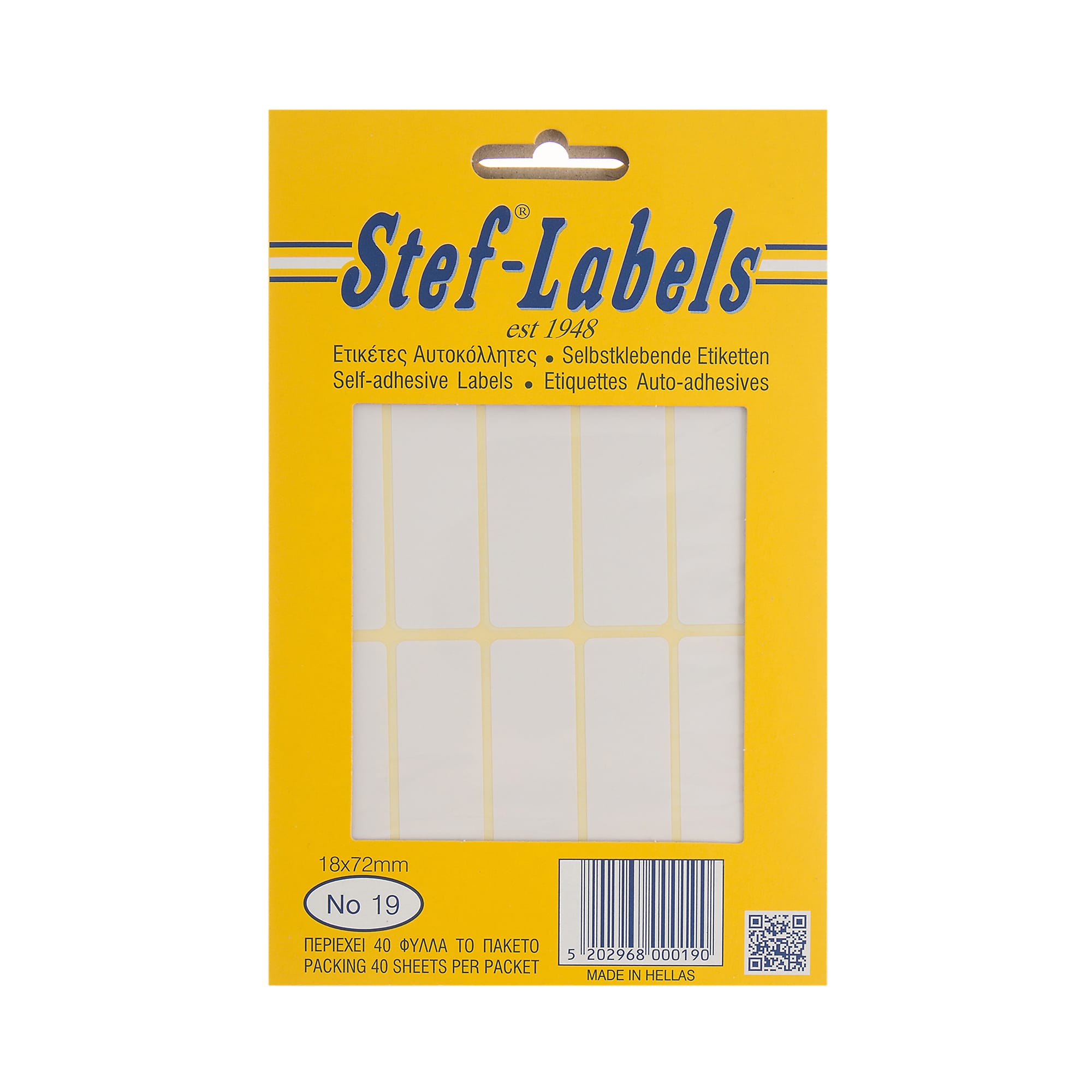 aytokollhtes-etiketes-stef-labels-no-19-10-or8ogonies-18x72mm-40fylla-1 Αυτοκόλλητες ετικέτες Stef-Labels No. 19 10-ορθογώνιες 18x72mm 40 φύλλα - Image 1