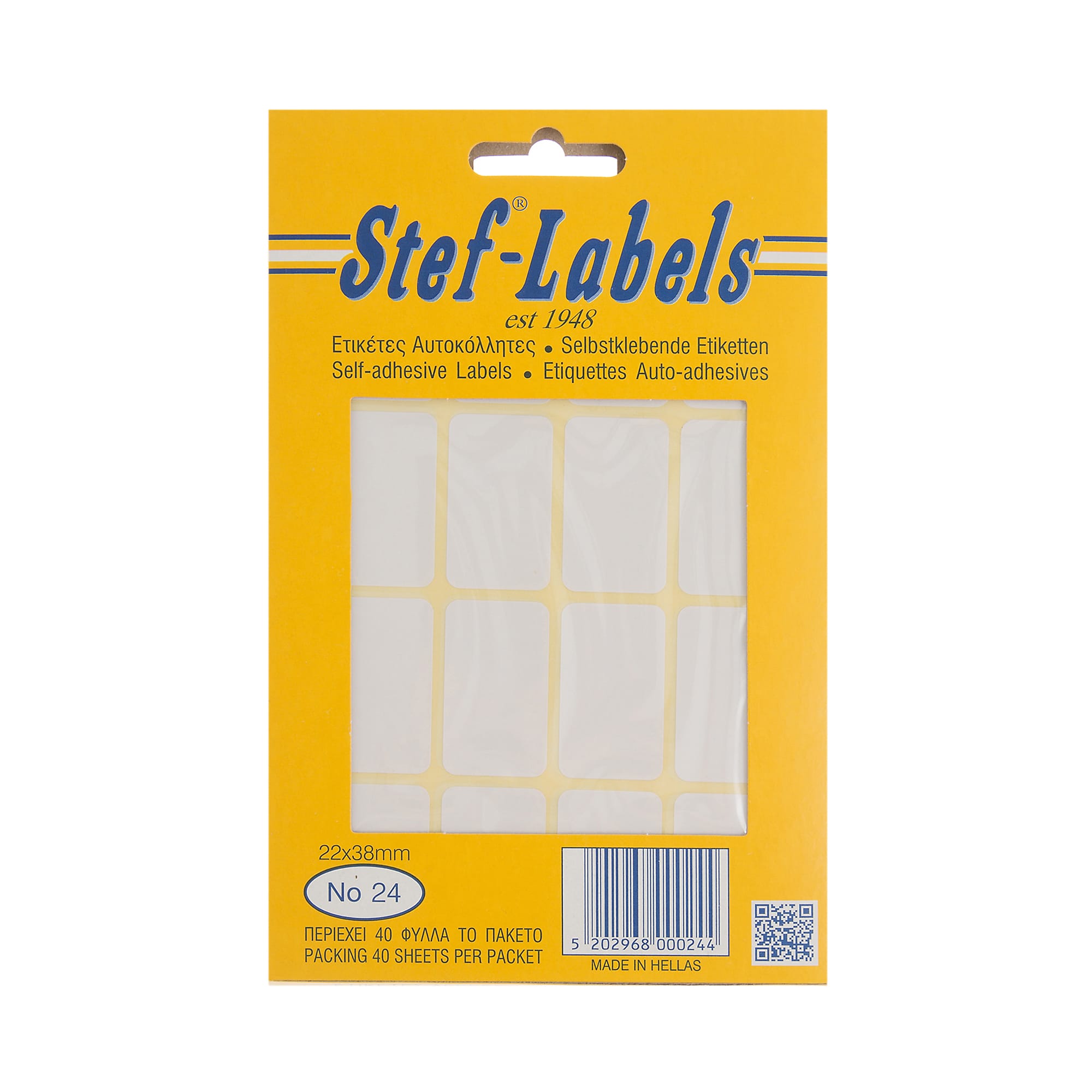 aytokollhtes-etiketes-stef-labels-no-24-16-or8ogonies-22x38mm-40fylla-1 Αυτοκόλλητες ετικέτες Stef-Labels No. 24 16-ορθογώνιες 22x38mm 40 φύλλα - Image 1