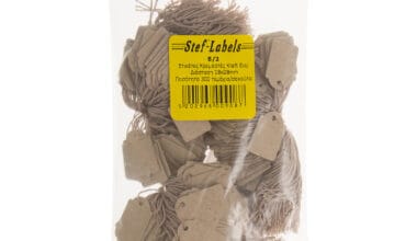 Κρεμαστές ετικέτες Stef-Tags No. Β/2 18x28mm κραφτ 300 τεμ.