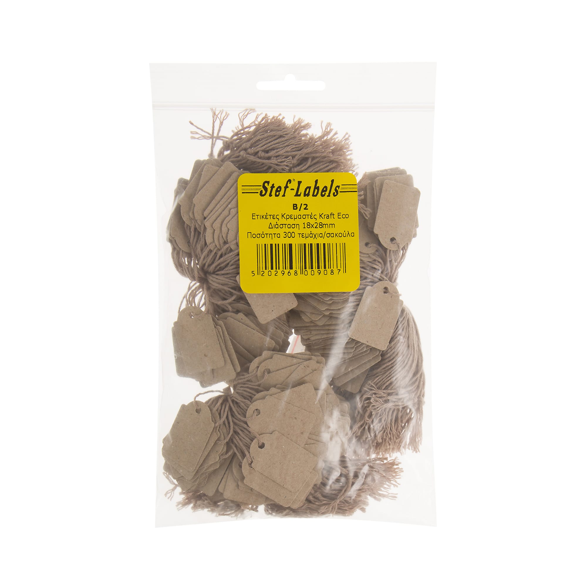 Κρεμαστές ετικέτες Stef-Tags No. Β/2 18x28mm κραφτ 300 τεμ. - Image 1