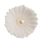 Ζαχαρωτό διακοσμητικό για δίσκους μνημοσύνου ανθάκι μαργαρίτα με πέρλα 1 τεμ.