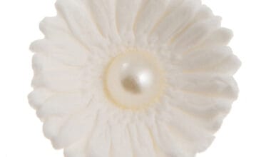 Ζαχαρωτό διακοσμητικό για δίσκους μνημοσύνου ανθάκι μαργαρίτα με πέρλα 1 τεμ.