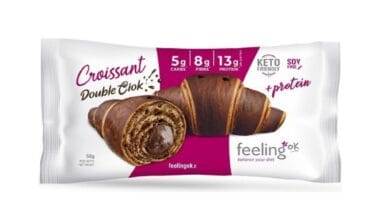 Κρουασάν με διπλή σοκολάτα πρωτεϊνικό, με χαμηλούς υδατάνθρακες Feeling OK Double Cioc 50 γρ.
