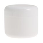 Βαζάκια πλαστικά, στρογγυλά, με βιδωτό καπάκι και φλάντζα, λευκά 50ml
