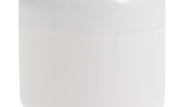 Βαζάκια πλαστικά, στρογγυλά, με βιδωτό καπάκι και φλάντζα, λευκά 50ml