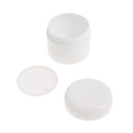 Βαζάκια πλαστικά, στρογγυλά, με βιδωτό καπάκι και φλάντζα, λευκά 50ml - Image 2