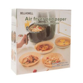 Αντικολλητικές φόρμες για φριτέζα αέρος (air fryer pad paper) από λαδόχαρτο Bellhowell 20x4,5 εκ. 100 τεμ. - Image 5