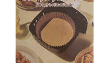 Αντικολλητικές φόρμες για φριτέζα αέρος (air fryer pad paper) από λαδόχαρτο Bellhowell 16x4,5 εκ. 100 τεμ.