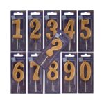 Κεριά γενεθλίων αριθμοί χρυσοί Αλιπράντης 1 τεμ.