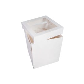 Κουτί τούρτας χάρτινο τετράγωνο λευκό με παράθυρο 1 τεμ. - Image 4