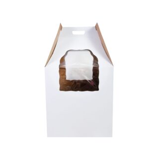 Κουτί τούρτας χάρτινο τετράγωνο λευκό με παράθυρο και λαβή 1 τεμ.